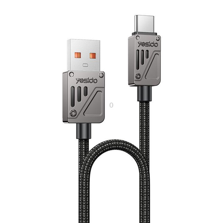 Yesido CA135C 18W 3A USB to USB-C / Type-C Zinc Alloy Data Cable, Length:1.2m(Black)