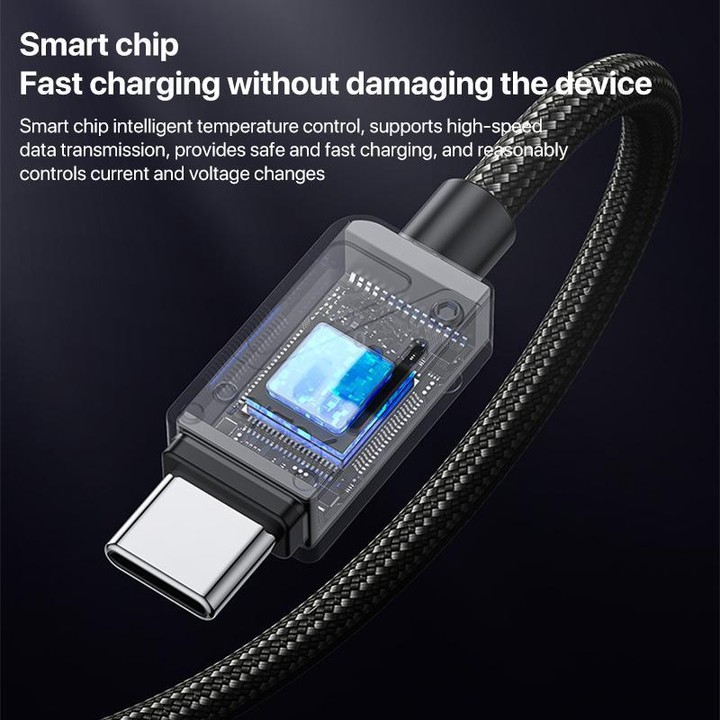 Yesido CA135C 18W 3A USB to USB-C / Type-C Zinc Alloy Data Cable, Length:1.2m(Black)