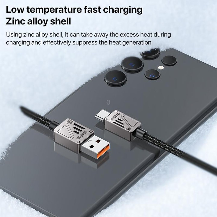 Yesido CA135C 18W 3A USB to USB-C / Type-C Zinc Alloy Data Cable, Length:1.2m(Black)