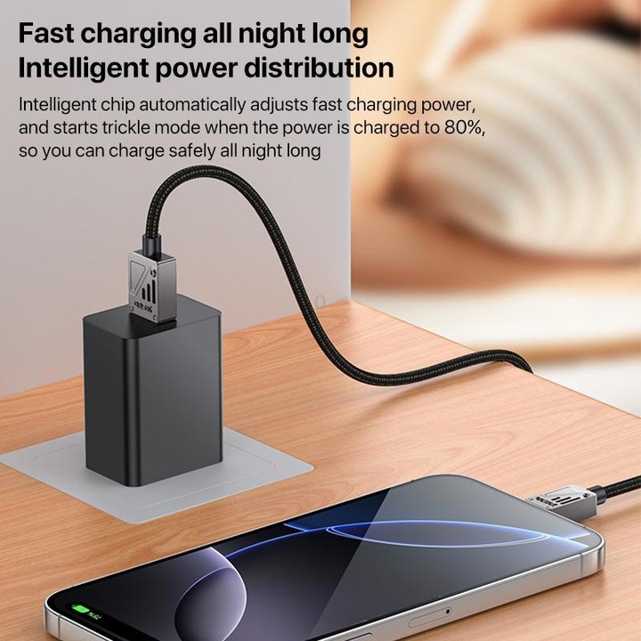 Yesido CA135C 18W 3A USB to USB-C / Type-C Zinc Alloy Data Cable, Length:1.2m(Black)