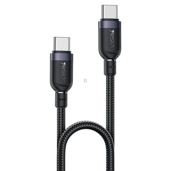 Yesido CA190 60W 3A USB-C / Type-C to Type-C Charging Data Cable, Length:1.2m(Black)