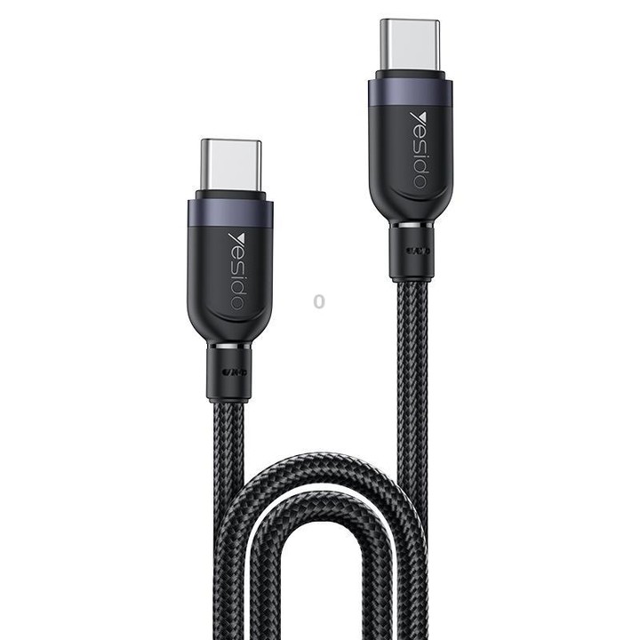 Yesido CA192 60W 3A USB-C / Type-C to Type-C Charging Data Cable, Length:2m(Black)