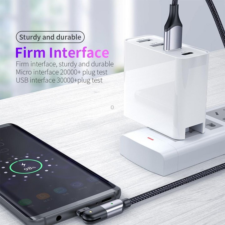 FXCM-WY0G 2.4A USB to Micro USB 180 Degree Rotating Elbow Charging Cable, Length:1.2m(Grey)