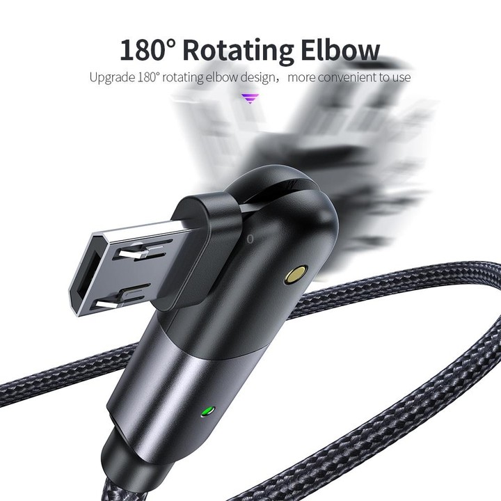 FXCM-WYA0G 2.4A USB to Micro USB 180 Degree Rotating Elbow Charging Cable, Length:2m(Grey)
