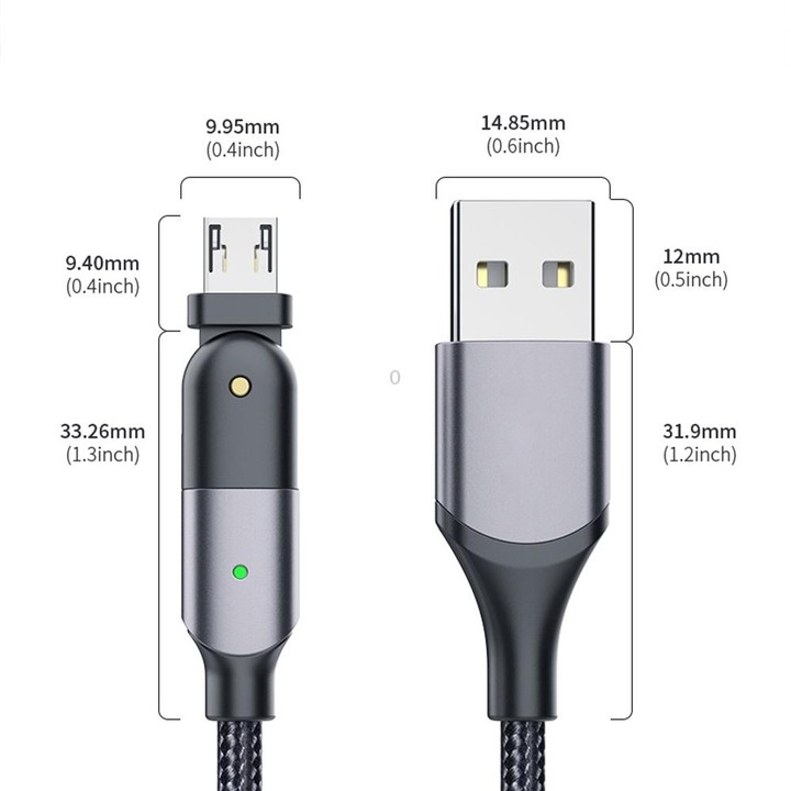 FXCM-WYA0G 2.4A USB to Micro USB 180 Degree Rotating Elbow Charging Cable, Length:2m(Grey)
