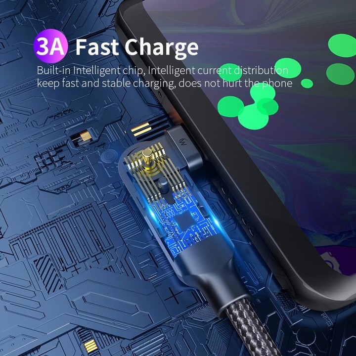 ZFXCT-WYA0G 3A USB to USB-C / Type-C 180 Degree Rotating Elbow Charging Cable, Length:2m(Grey)
