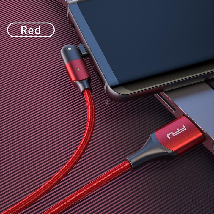 ZFXCT-WYA09 3A USB to USB-C / Type-C 180 Degree Rotating Elbow Charging Cable, Length:2m(Red)