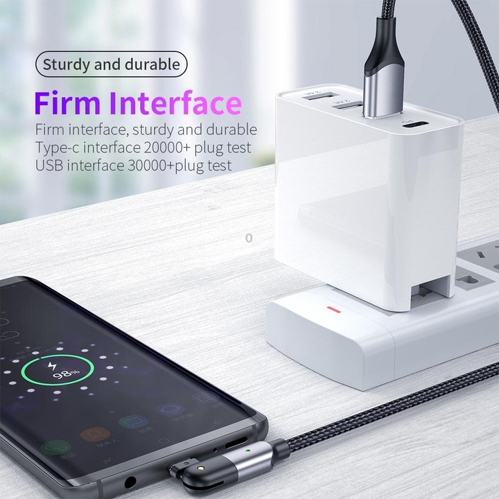 ZFXCT-WYA09 3A USB to USB-C / Type-C 180 Degree Rotating Elbow Charging Cable, Length:2m(Red)