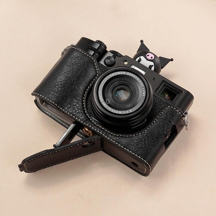 For FUJIFILM X100VI Buffalo Texture PU Leather Camera Half Case Base(Black)