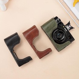For FUJIFILM X100VI Buffalo Texture PU Leather Camera Half Case Base(Green)