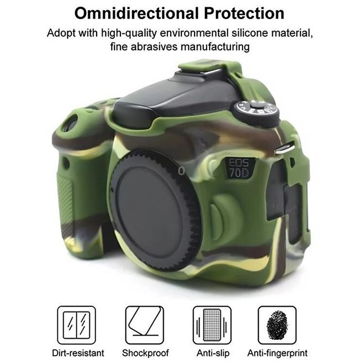 For Canon EOS 70D Soft Silicone Protective Case(Camouflage)
