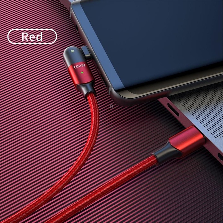 FXCTL-WY09 100W 5A USB-C / Type-C to Type-C 180 Degree Rotating Elbow Fast Charging Cable, Length:1.2m(Red)