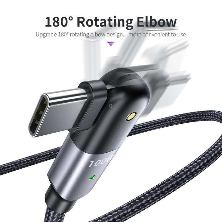 FXCTL-WY09 100W 5A USB-C / Type-C to Type-C 180 Degree Rotating Elbow Fast Charging Cable, Length:1.2m(Red)