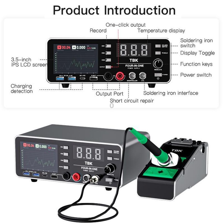 TBK-219 20V / 5A All-purpose Integrated Workstation Power Supply with C210 Soldering Iron, Plug:EU Plug