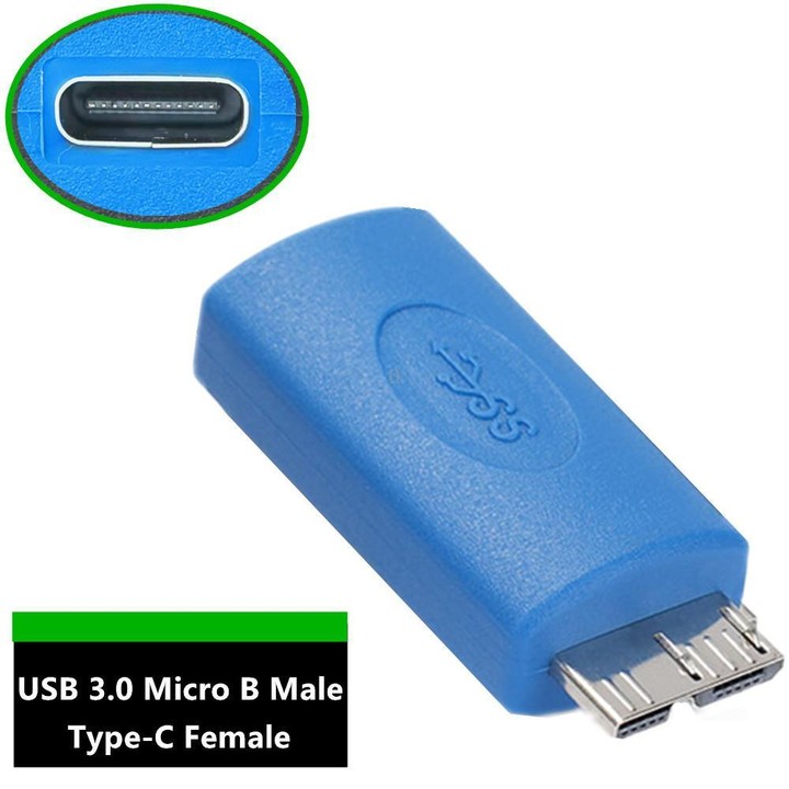 USB3.0 Mobile Hard Drive Computer Adapter, Model:Type-C Female to Micro USB Male(Blue)