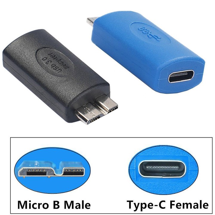 USB3.0 Mobile Hard Drive Computer Adapter, Model:Type-C Female to Micro USB Male(Blue)