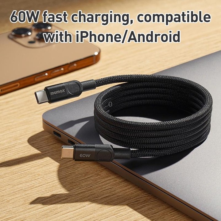 Momax Mag.Link Magnetic 60W USB-C / Type-C to USB-C / Type-C Data Cable, Length:1m(Black)