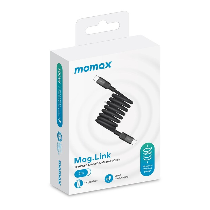 Momax Mag.Link Magnetic 100W USB-C / Type-C to USB-C / Type-C Data Cable, Length:2m(Black)