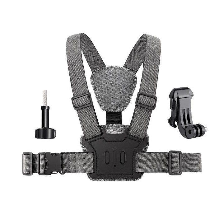 3 in 1 Quick Release Body Mount Belt Chest Strap with Mount & Screw(Grey)