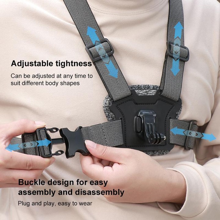 4 in 1 Quick Release Body Mount Belt Chest Strap with Mount & Screw(Grey)