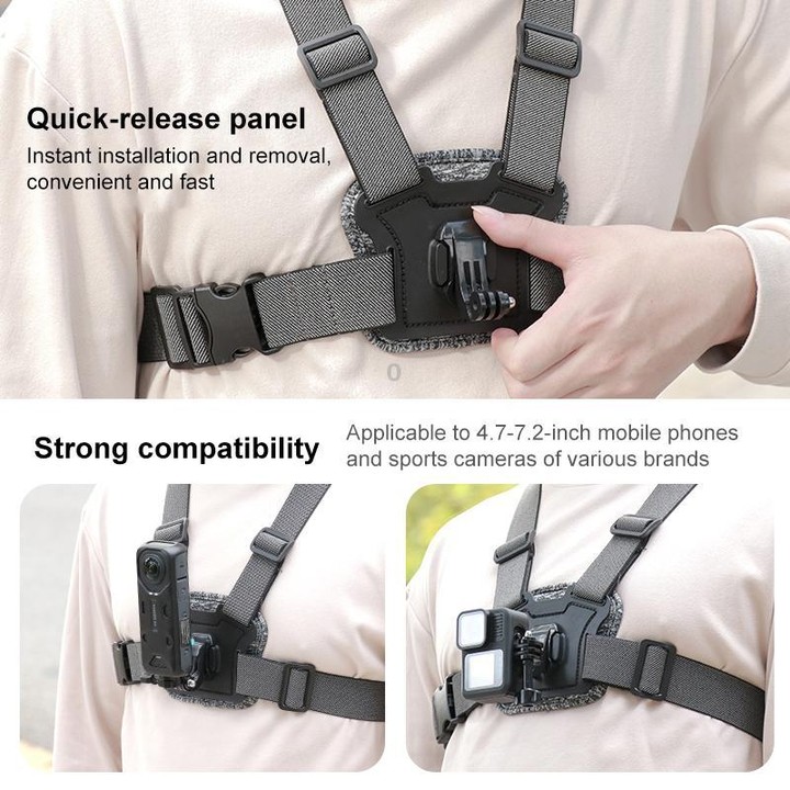 4 in 1 Quick Release Body Mount Belt Chest Strap with Mount & Screw(Grey)