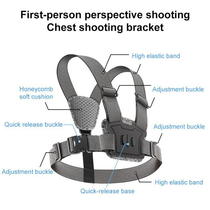 10 in 1 360 Phone Clamp Quick Release Body Mount Belt Chest Strap with Mount & Screw(Grey)