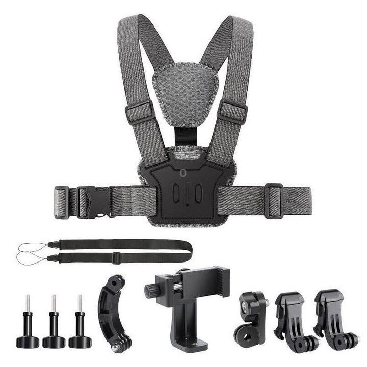 10 in 1 360 Phone Clamp Quick Release Body Mount Belt Chest Strap with Mount & Screw(Grey)