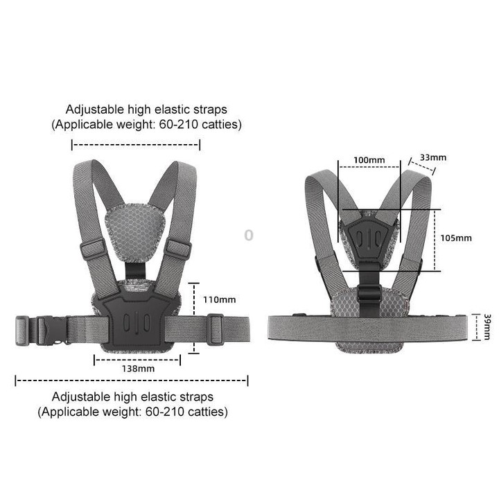 10 in 1 360 Phone Clamp Quick Release Body Mount Belt Chest Strap with Mount & Screw(Grey)