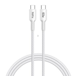 TOTU CB-20-CC 60W USB-C / Type-C to Type-C Crystals Braided Data Cable, Length:1.2m(White)