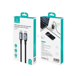 USAMS SJ752 60W Type-C to Type-C Aluminum Alloy Data Cable with Colorful Light, Length: 1.2m(Gunmetal)