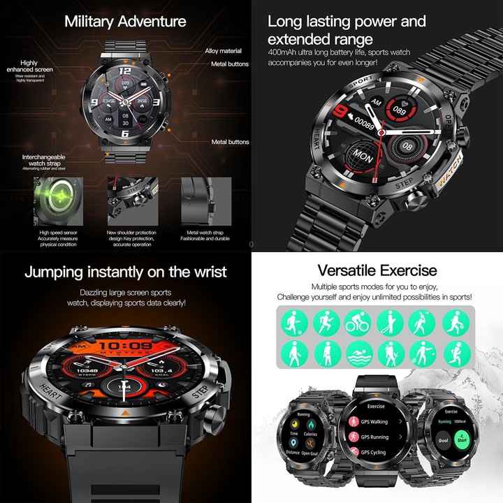 AK61 BT Call Smart Watch, Support Blood Pressure / Heart Rate / Sports Health Monitoring Fitness Tracker(Black Silicone)