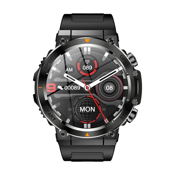 AK61 BT Call Smart Watch, Support Blood Pressure / Heart Rate / Sports Health Monitoring Fitness Tracker(Black Silicone)