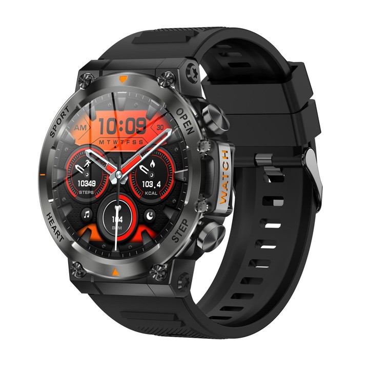 AK61 BT Call Smart Watch, Support Blood Pressure / Heart Rate / Sports Health Monitoring Fitness Tracker(Black Silicone)
