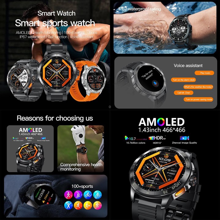 AK77 BT Call Smart Watch, Support Blood Oxygen / Blood Pressure / Heart Rate / Sports Health Monitoring Fitness Tracker(Black St