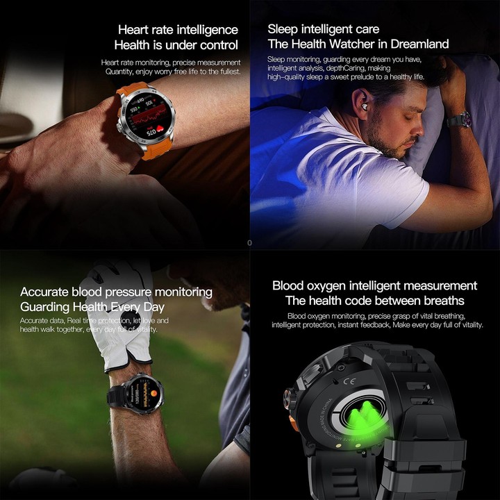 AK77 BT Call Smart Watch, Support Blood Oxygen / Blood Pressure / Heart Rate / Sports Health Monitoring Fitness Tracker(Black St