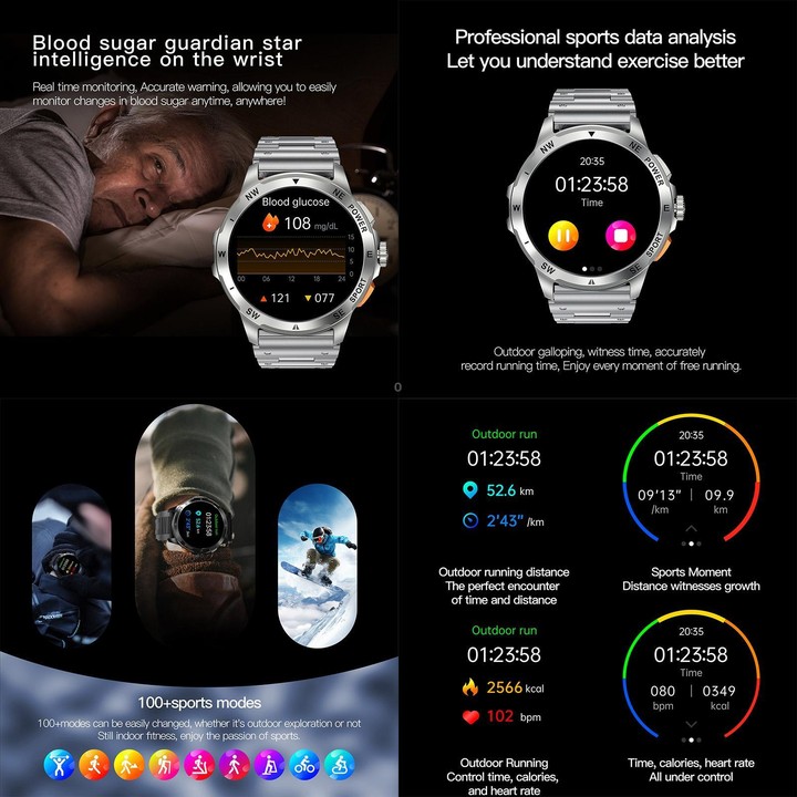AK77 BT Call Smart Watch, Support Blood Oxygen / Blood Pressure / Heart Rate / Sports Health Monitoring Fitness Tracker(Black St