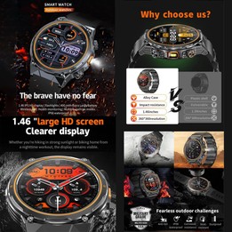 AK81 BT Call Smart Watch, Support Blood Pressure / Heart Rate / Sports Health Monitoring Fitness Tracker(Black Steel)