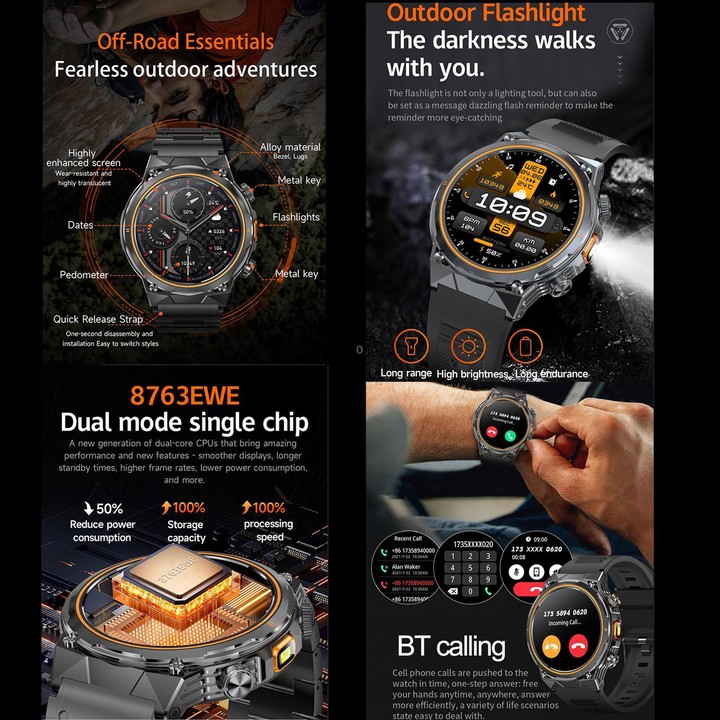 AK81 BT Call Smart Watch, Support Blood Pressure / Heart Rate / Sports Health Monitoring Fitness Tracker(Black Steel)