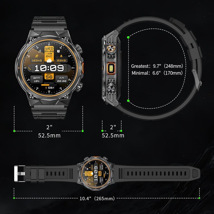 AK81 BT Call Smart Watch, Support Blood Pressure / Heart Rate / Sports Health Monitoring Fitness Tracker(Black Silicone)