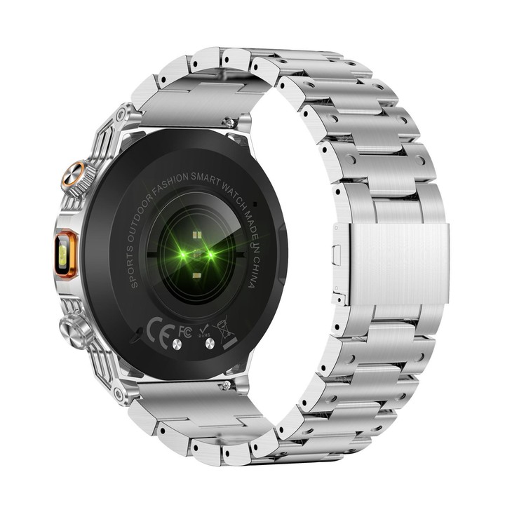 AK81 BT Call Smart Watch, Support Blood Pressure / Heart Rate / Sports Health Monitoring Fitness Tracker(Silver Steel)