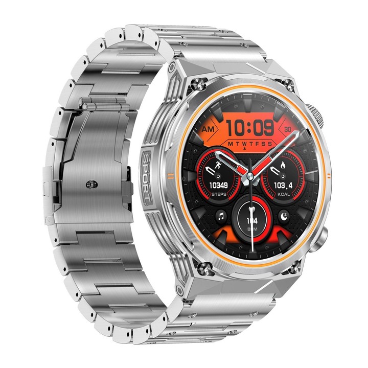 AK81 BT Call Smart Watch, Support Blood Pressure / Heart Rate / Sports Health Monitoring Fitness Tracker(Silver Steel)