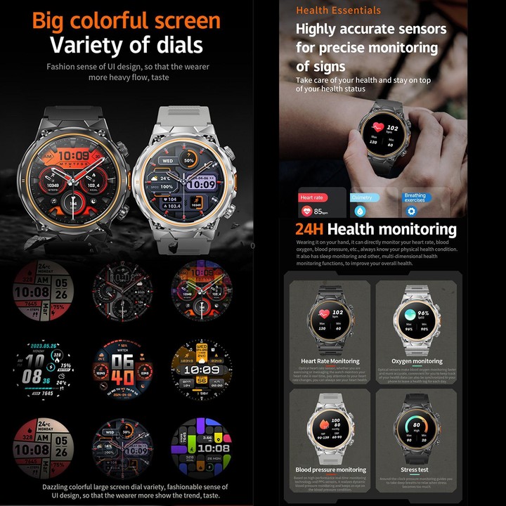 AK81 BT Call Smart Watch, Support Blood Pressure / Heart Rate / Sports Health Monitoring Fitness Tracker(Silver Steel)