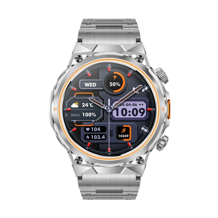 AK81 BT Call Smart Watch, Support Blood Pressure / Heart Rate / Sports Health Monitoring Fitness Tracker(Silver Steel)
