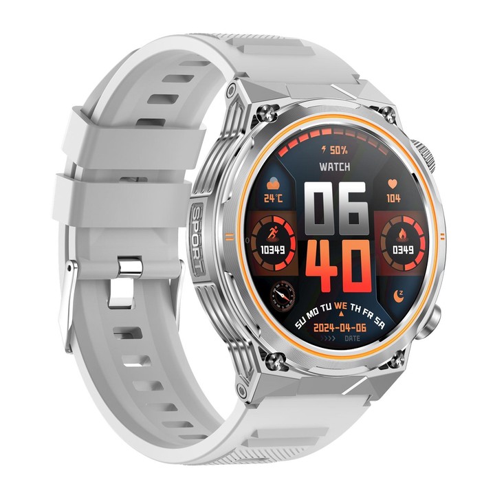 AK81 BT Call Smart Watch, Support Blood Pressure / Heart Rate / Sports Health Monitoring Fitness Tracker(Silver Silicone)