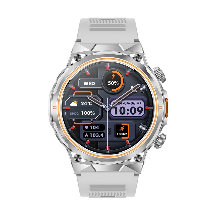 AK81 BT Call Smart Watch, Support Blood Pressure / Heart Rate / Sports Health Monitoring Fitness Tracker(Silver Silicone)