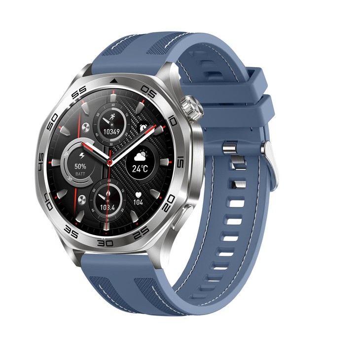 AK83 BT Call Smart Watch, Support Blood Pressure / Heart Rate / Sports Health Monitoring Fitness Tracker(Steel Blue Braid Silico