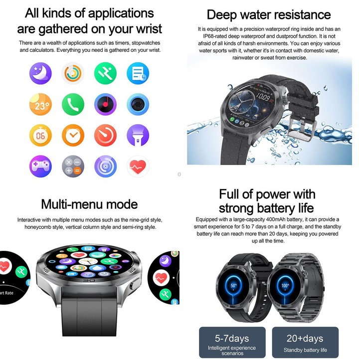 AK83 BT Call Smart Watch, Support Blood Pressure / Heart Rate / Sports Health Monitoring Fitness Tracker(Steel Blue Braid Silico