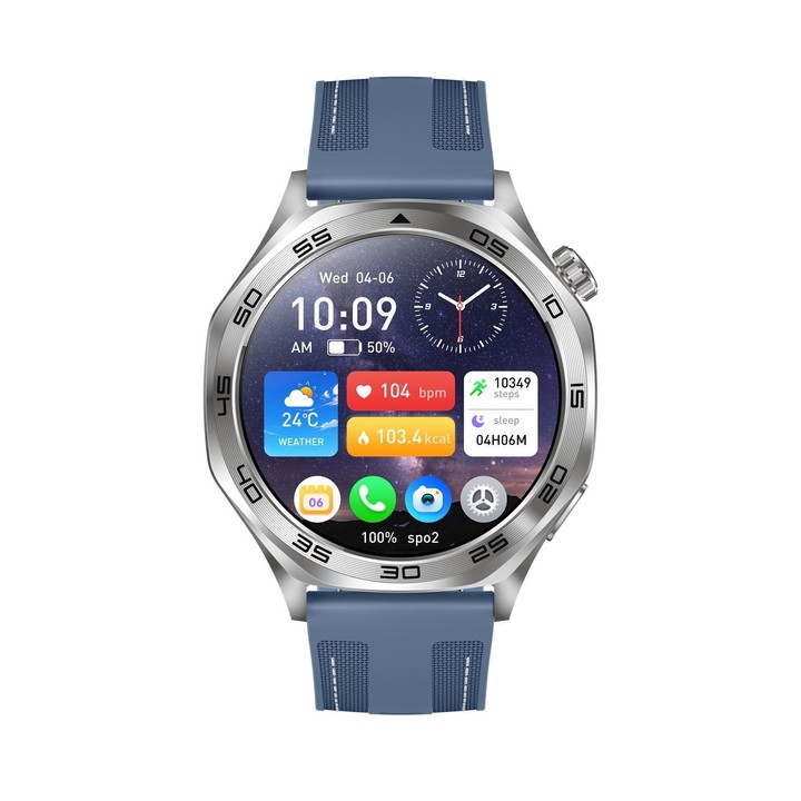 AK83 BT Call Smart Watch, Support Blood Pressure / Heart Rate / Sports Health Monitoring Fitness Tracker(Steel Blue Braid Silico