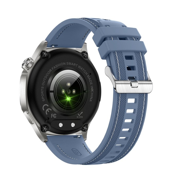 AK83 BT Call Smart Watch, Support Blood Pressure / Heart Rate / Sports Health Monitoring Fitness Tracker(Steel Blue Braid Silico