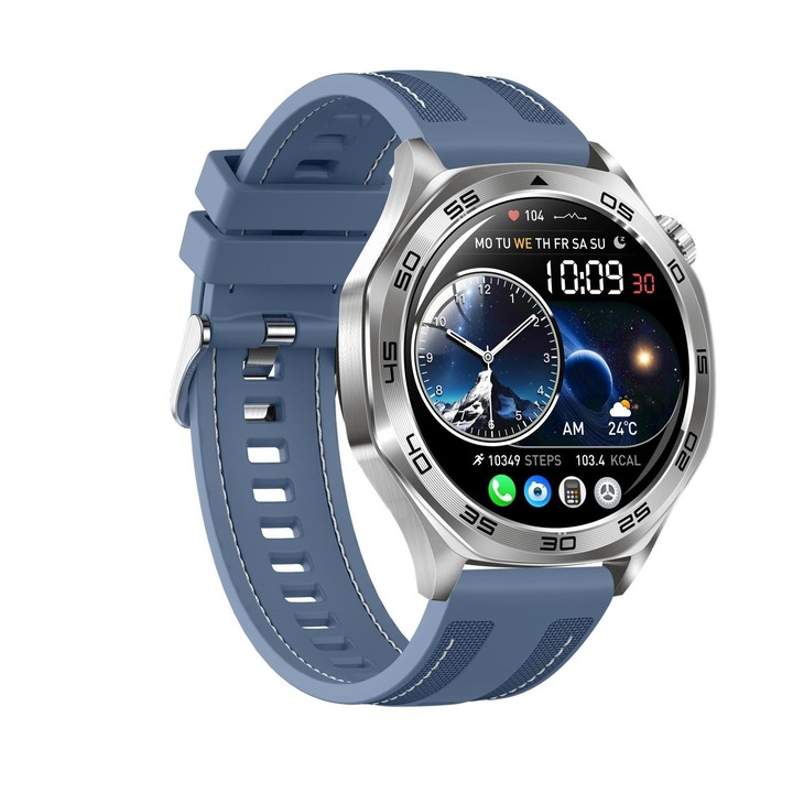 AK83 BT Call Smart Watch, Support Blood Pressure / Heart Rate / Sports Health Monitoring Fitness Tracker(Steel Blue Braid Silico